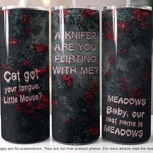 Floral Gothic Tumbler with Red Roses